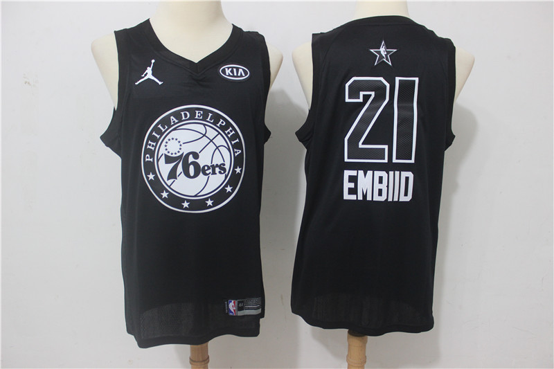 Men Philadelphia 76ers #21 Embiid Black 2108 All Stars NBA Jerseys->philadelphia 76ers->NBA Jersey